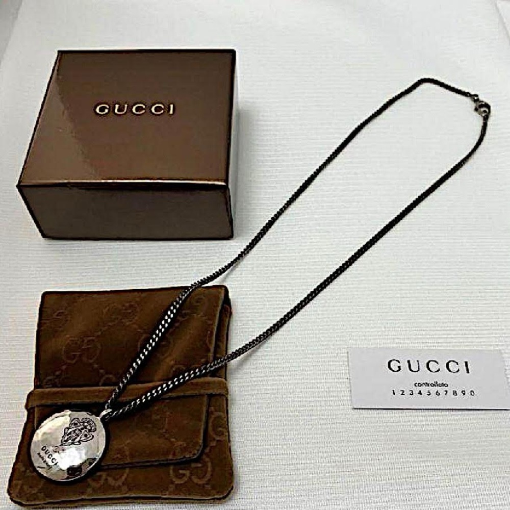 Authentic Gucci Rare Tom Ford Sterling Silver Emblem Pendant Necklace